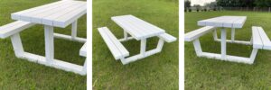 Stół piknikowy z ławkami aluminiowy – realizacja na zamówienie - produkcja Formeb - metaloplastyka mebli
